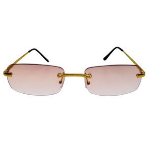 7013 | Pink Rimless Lens Rectangle Sunglasses